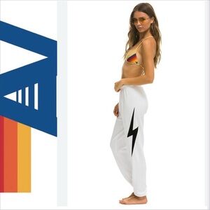 Aviator Nation Bolt Sweatpants Size XL unisex white
